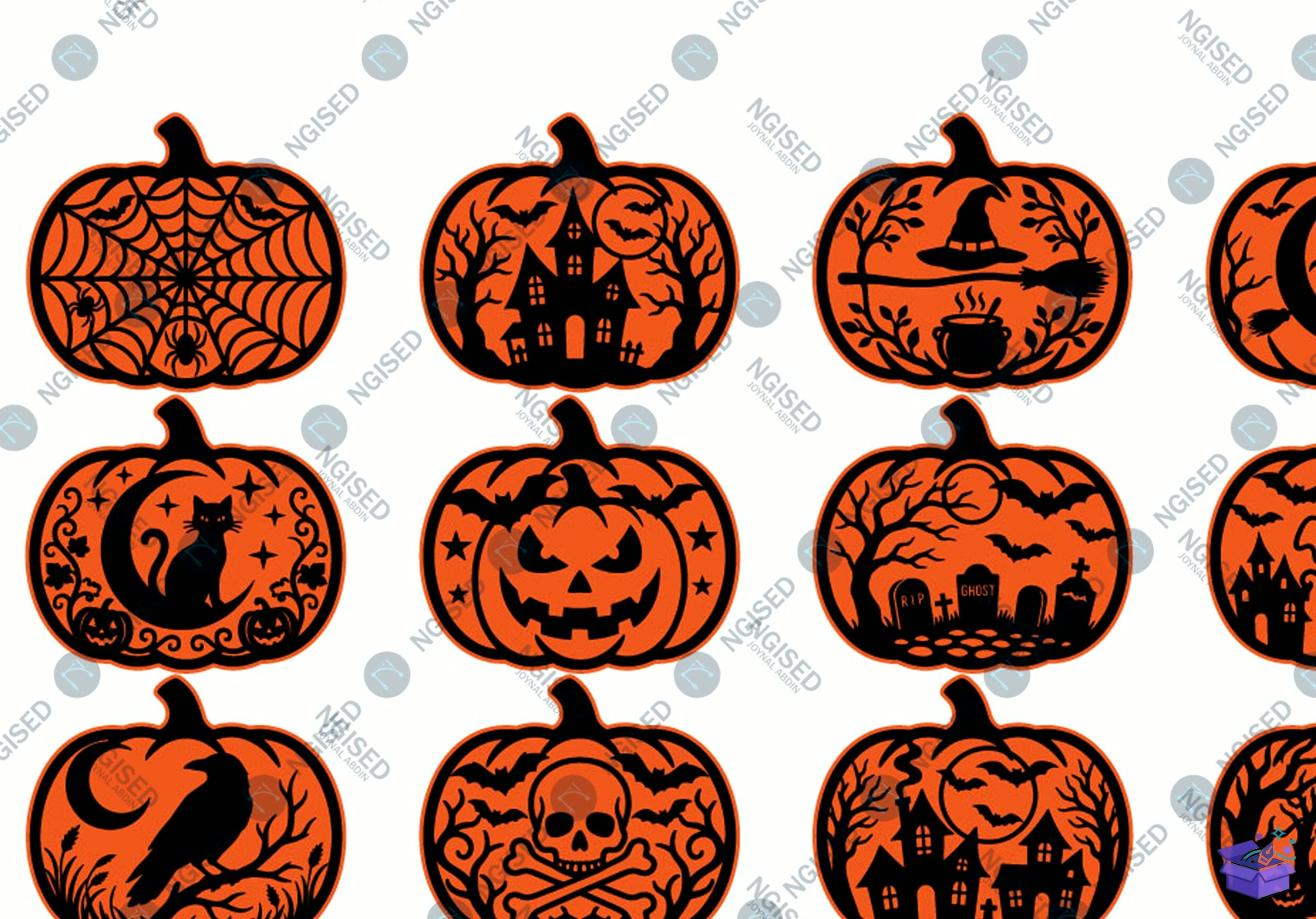 Cadılar Bayramı Pumpkin SVG - Tasarım Çizim Dosyası (SVG, DXF, EPS, PNG) önizleme 3