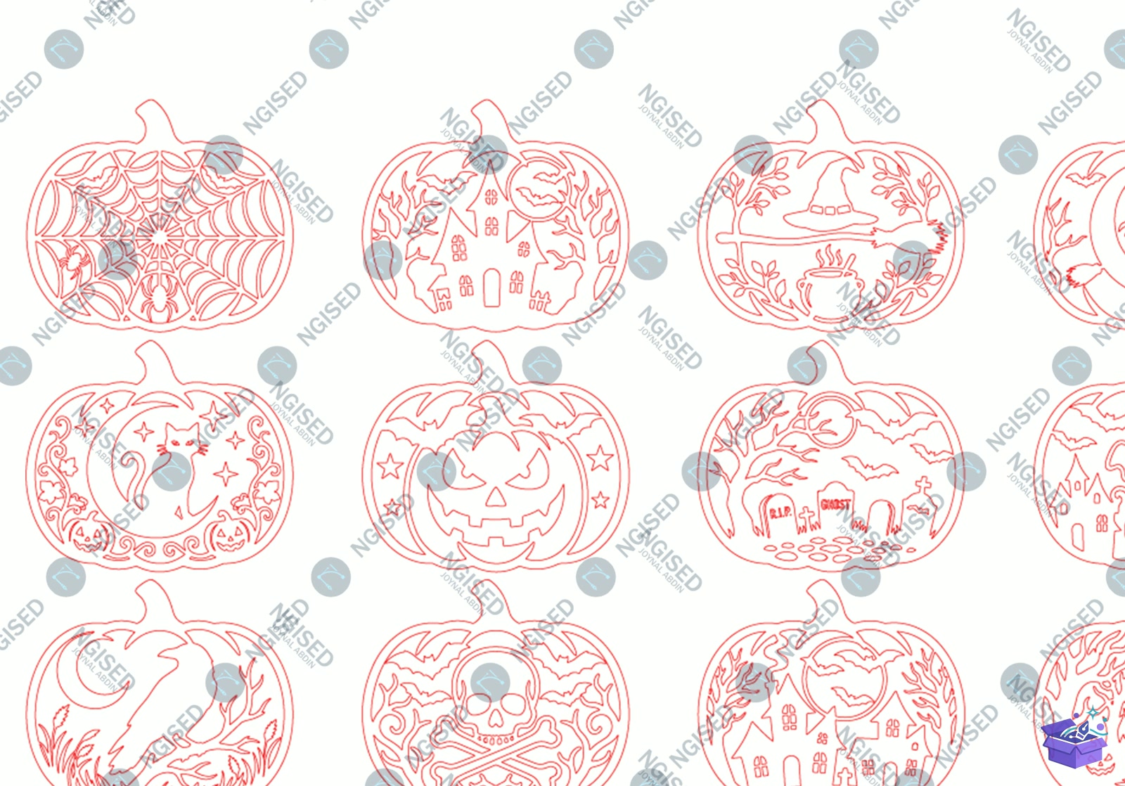 Cadılar Bayramı Pumpkin SVG - Tasarım Çizim Dosyası (SVG, DXF, EPS, PNG) önizleme 4