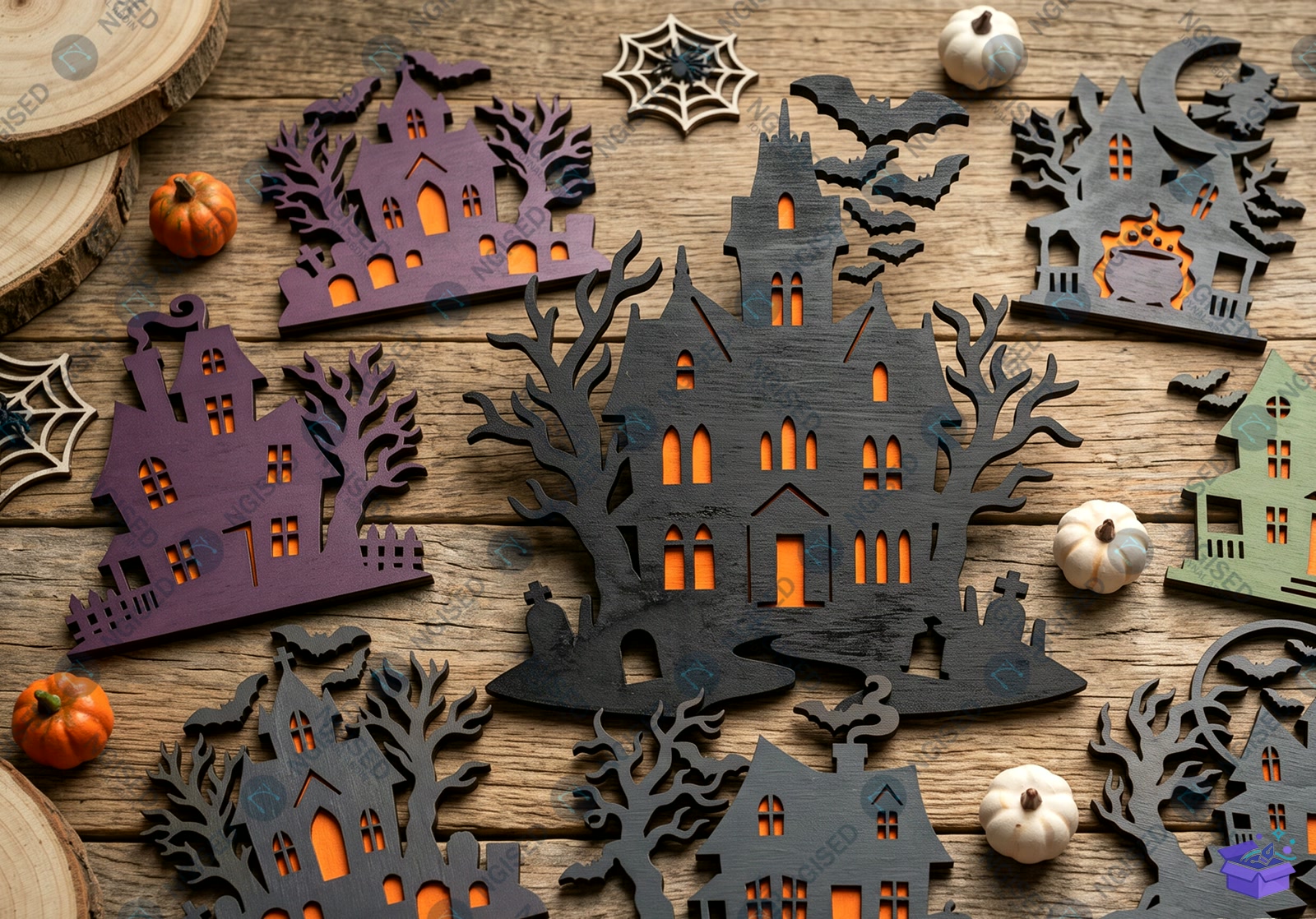 Spooky Haunted House Lazer Kesim SVG Bundl - Tasarım Çizim Dosyası (SVG, DXF, EPS, PNG) önizleme 2