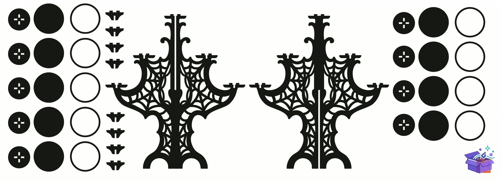 Cadılar Bayramı Ahşap Mumluk Lazer Kesim - Tasarım Çizim Dosyası (SVG, DXF, EPS, PNG) önizleme 2