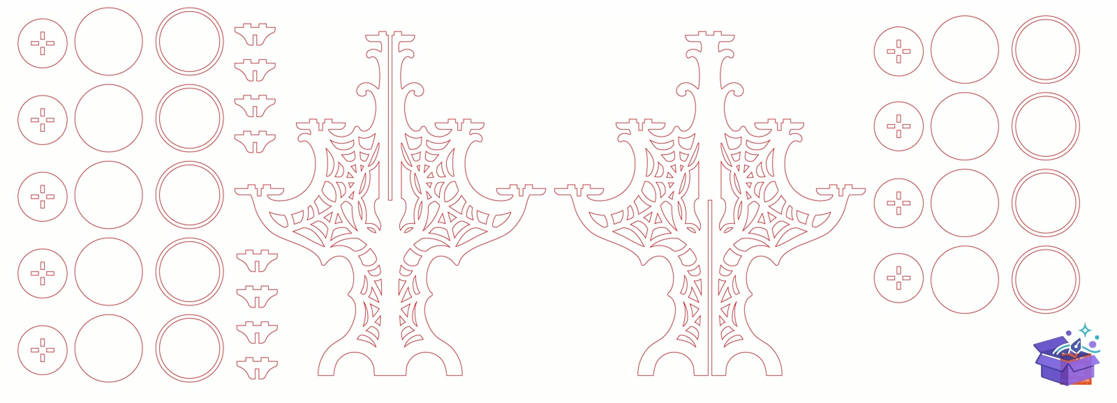 Cadılar Bayramı Ahşap Mumluk Lazer Kesim - Tasarım Çizim Dosyası (SVG, DXF, EPS, PNG) önizleme 3