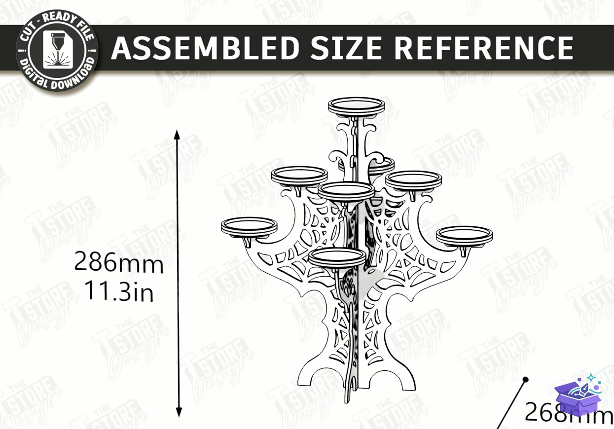 Cadılar Bayramı Ahşap Mumluk Lazer Kesim - Tasarım Çizim Dosyası (SVG, DXF, EPS, PNG) önizleme 5