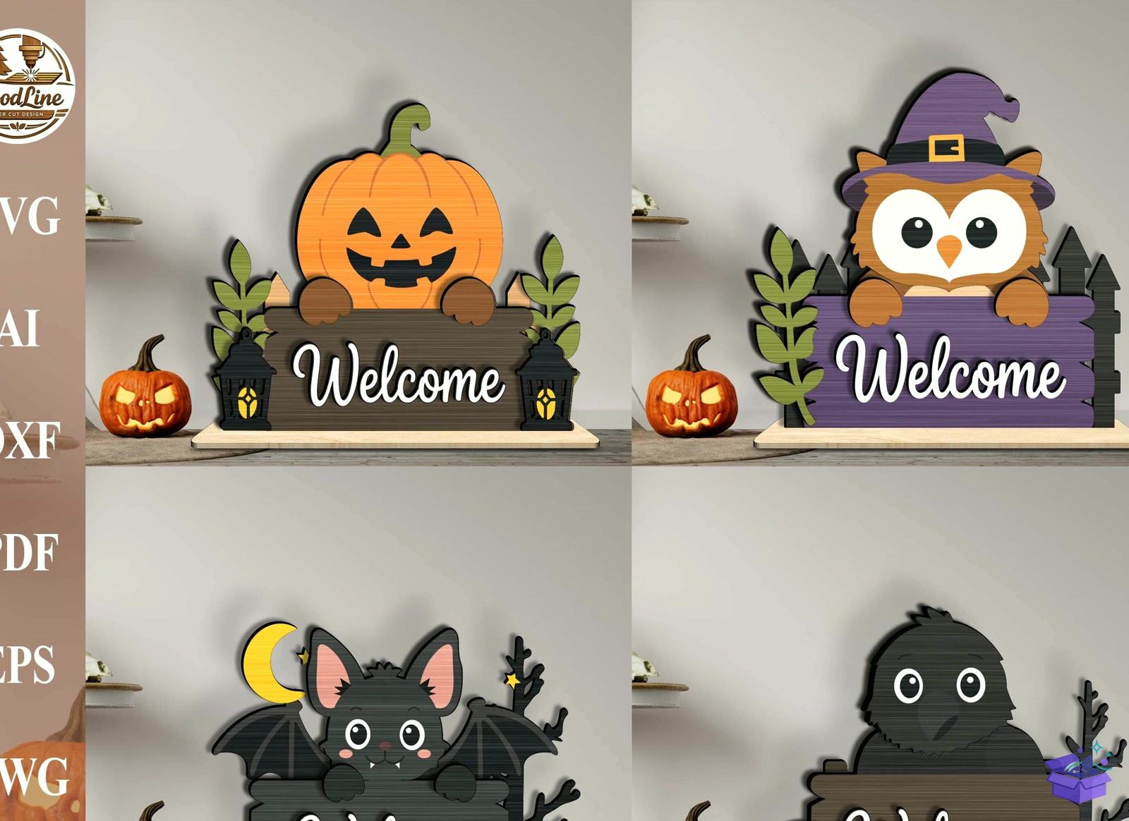 Cadılar Bayramı Duvar Rafı Sitter SVG - Tasarım Çizim Dosyası (SVG, DXF, EPS, PNG) önizleme 5