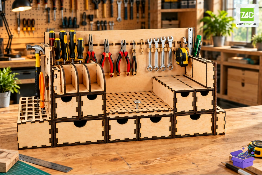 Tools Organizer — Lazer Kesim Workshop - Tasarım Çizim Dosyası (SVG, DXF, EPS, PNG) önizleme 2