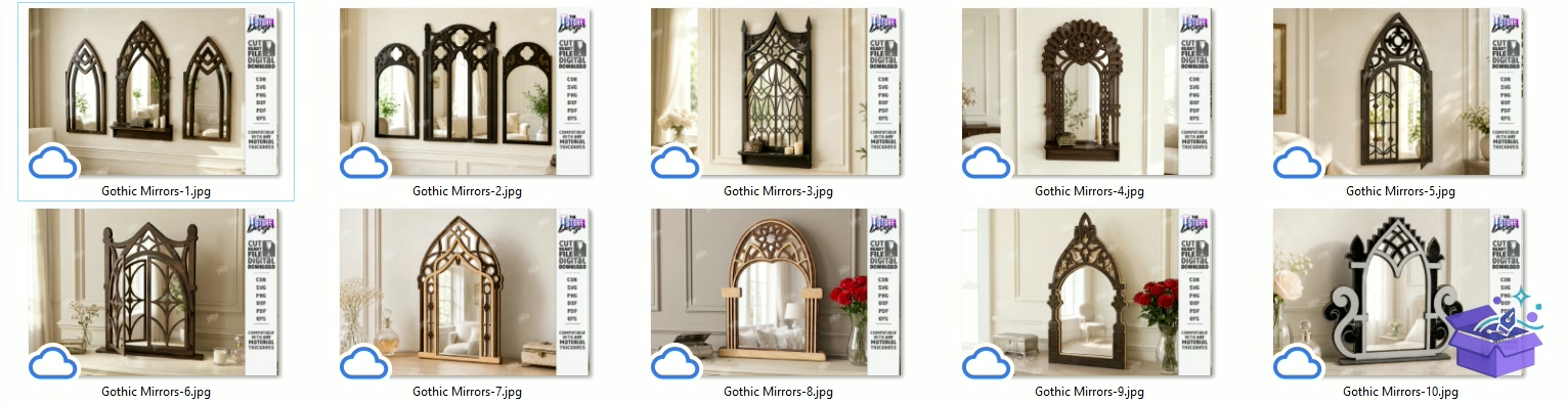Gothic Arch Ayna Çerçevesi Çerçeve Laser - Tasarım Çizim Dosyası (SVG, DXF, EPS, PNG) - Lazer Kesim Dosyaları İndir (STL, 3MF, DXF)