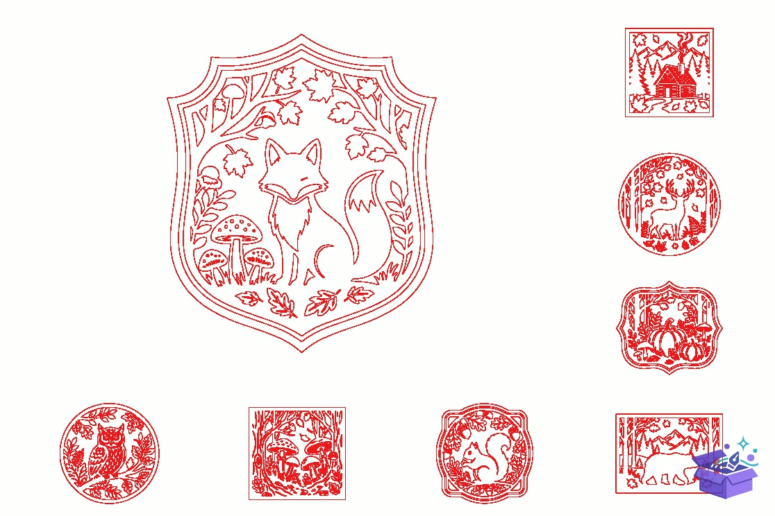 Autumn Woodland Collection SVG - Tasarım Çizim Dosyası (SVG, DXF, EPS, PNG) - Lazer Kesim Dosyaları İndir (DXF, SVG, EPS)