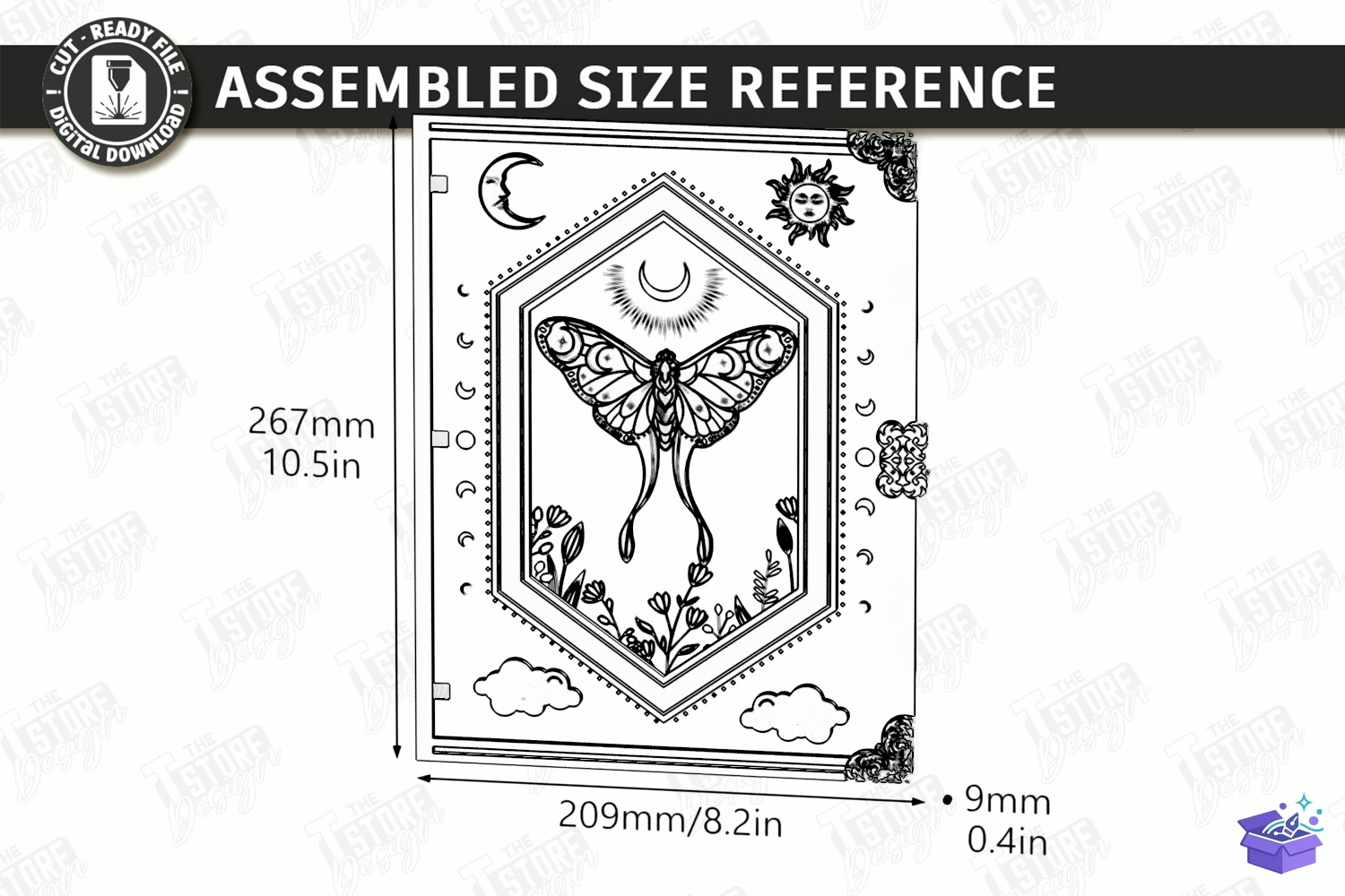 Mystical Notebook Cover Lazer Kesim - Tasarım Çizim Dosyası (SVG, DXF, EPS, PNG) önizleme 2