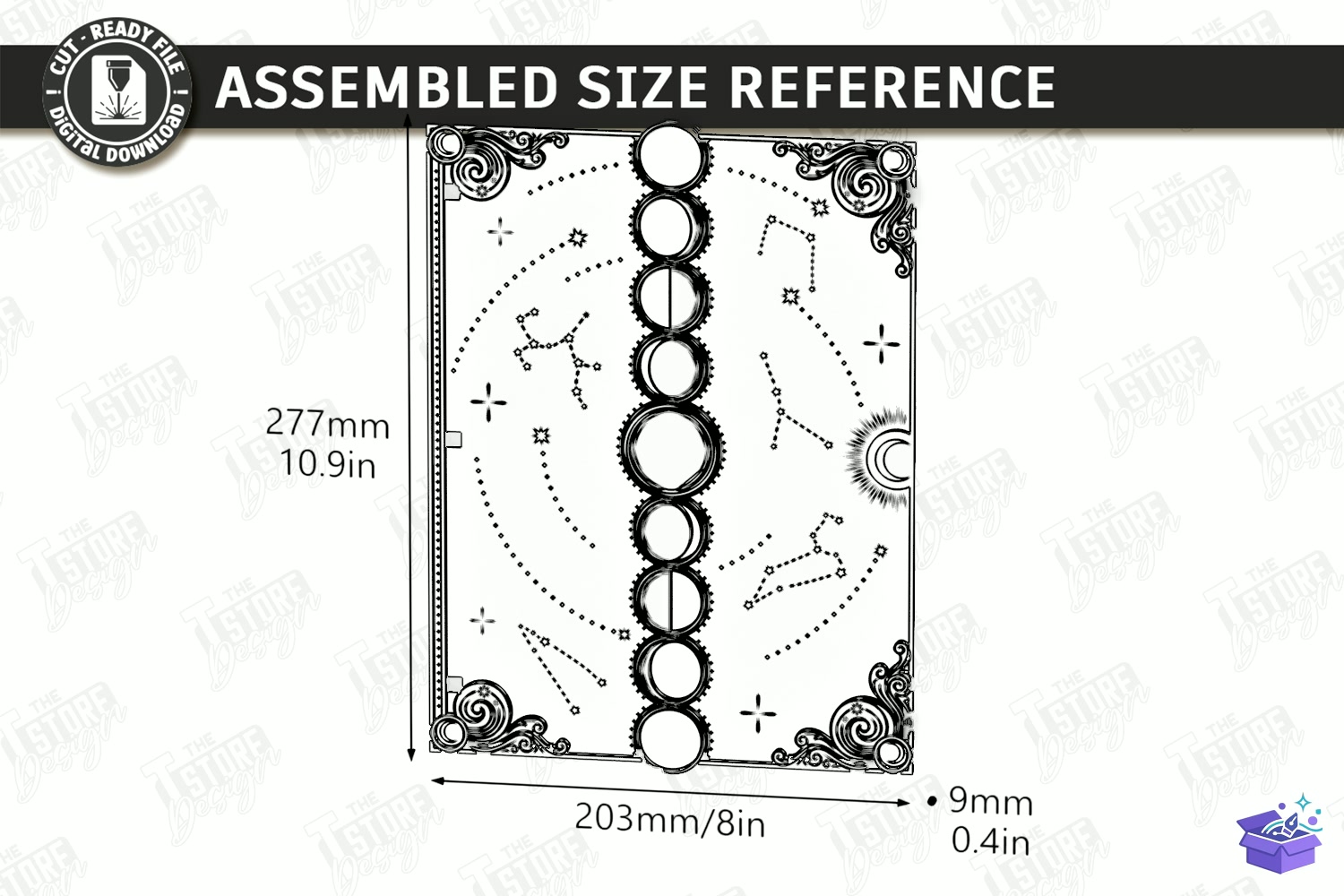 Mystical Notebook Cover Lazer Kesim - Tasarım Çizim Dosyası (SVG, DXF, EPS, PNG) önizleme 3