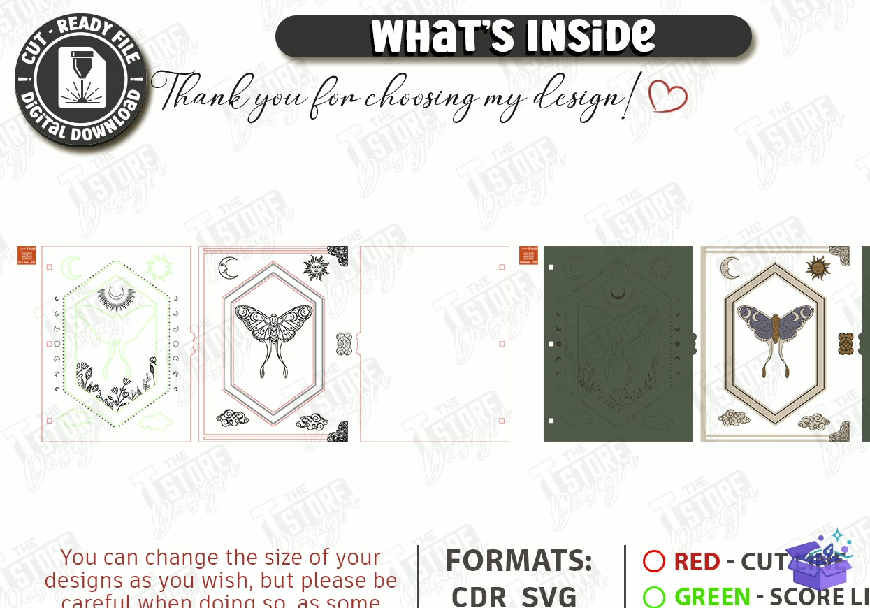 Mystical Notebook Cover Lazer Kesim - Tasarım Çizim Dosyası (SVG, DXF, EPS, PNG) önizleme 5
