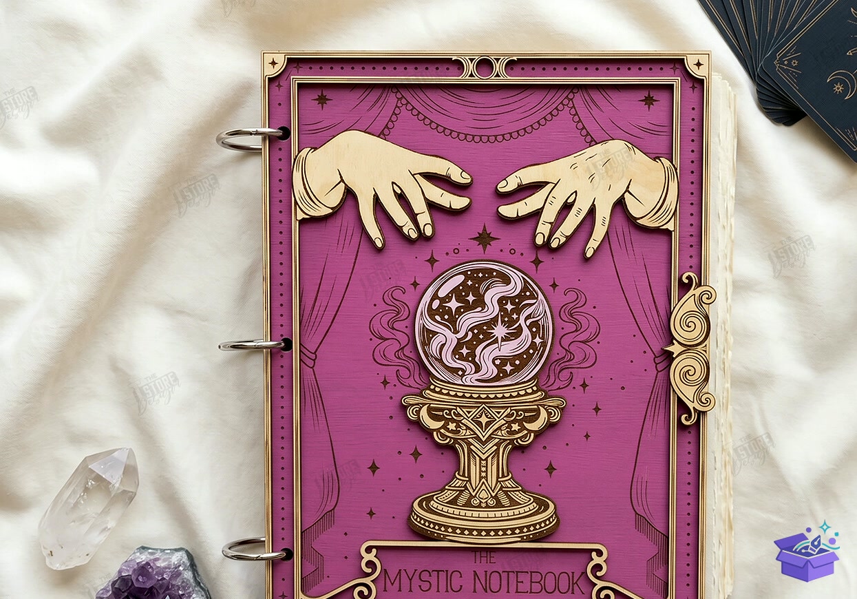 Mystical Notebook Cover Lazer Kesim - Tasarım Çizim Dosyası (SVG, DXF, EPS, PNG) önizleme 6
