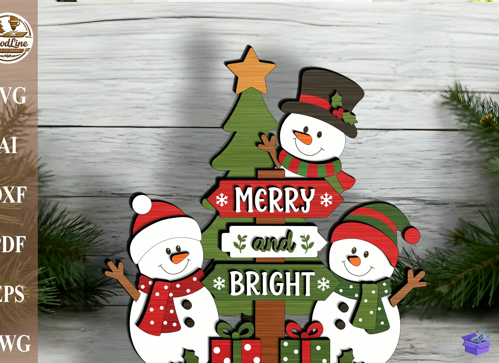 Yılbaşı Snowman Ağaç Duvar Rafı Sitter SVG - Tasarım Çizim Dosyası (SVG, DXF, EPS, PNG) - Lazer Kesim Dosyaları İndir (DXF, SVG, EPS)