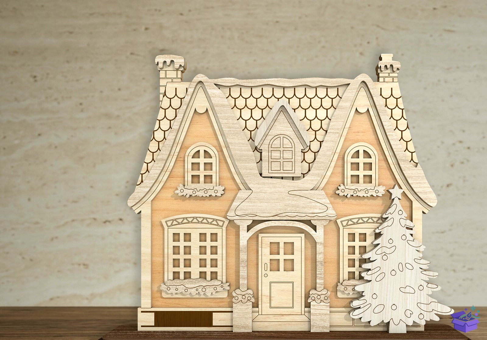 Yılbaşı House SVG - Tasarım Çizim Dosyası (SVG, DXF, EPS, PNG) önizleme 5