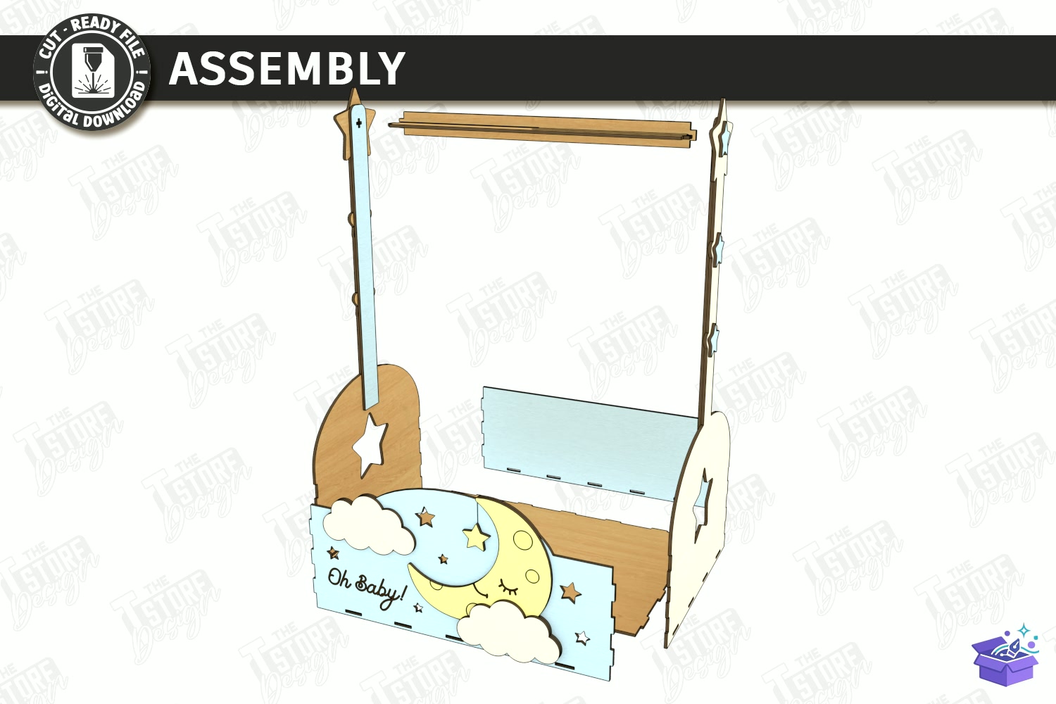 Baby Shower Closet Crate Laser - Tasarım Çizim Dosyası (SVG, DXF, EPS, PNG) önizleme 3