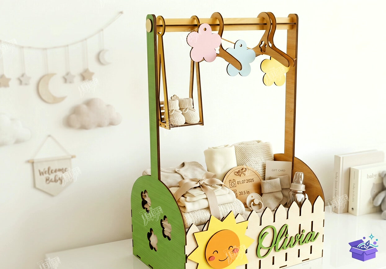 Baby Shower Closet Crate Laser - Tasarım Çizim Dosyası (SVG, DXF, EPS, PNG) önizleme 5
