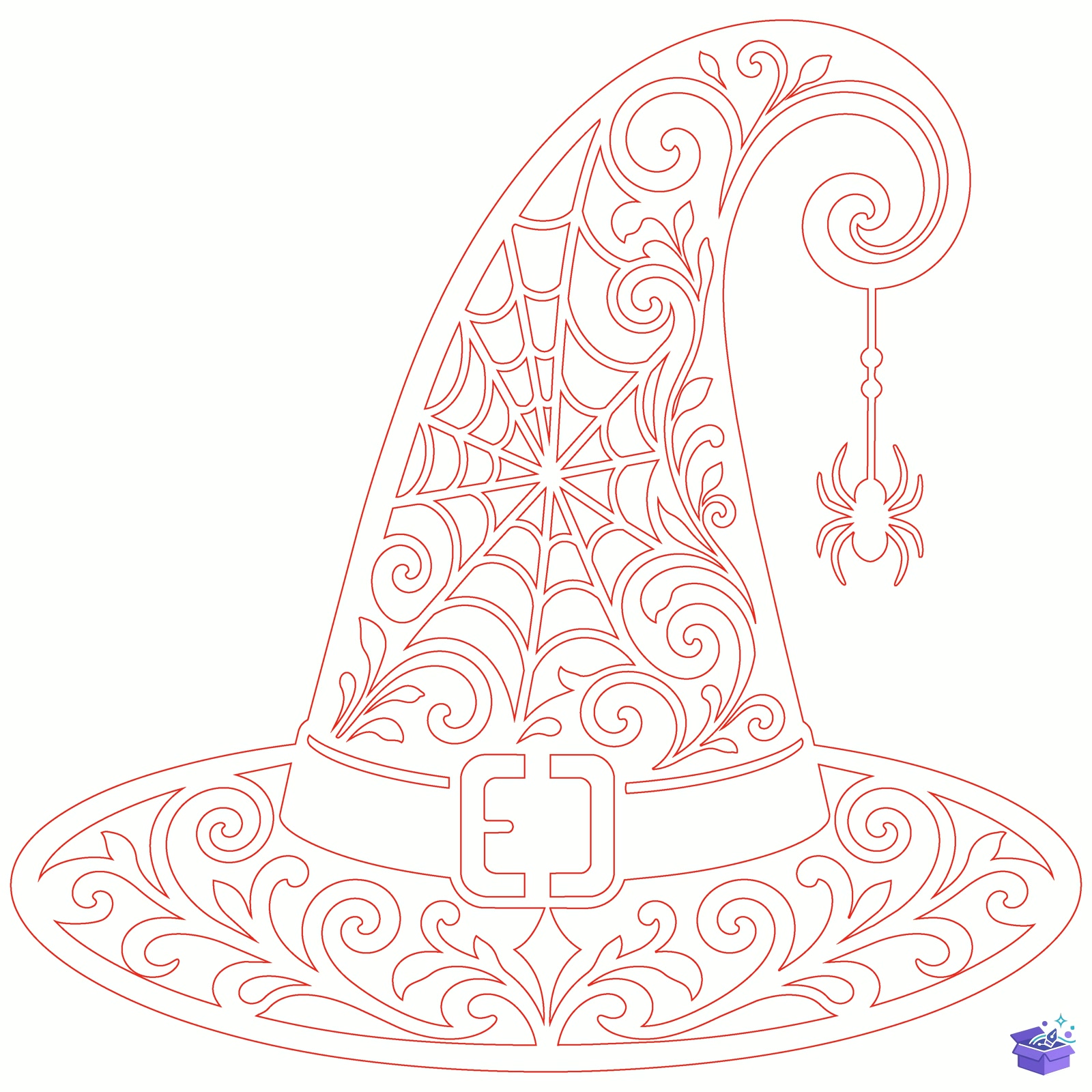 Witch Hat Spider Cadılar Bayramı SVG Lazer Kesim - Tasarım Çizim Dosyası (SVG, DXF, EPS, PNG) - Lazer Kesim Dosyaları İndir (DXF, SVG, EPS)