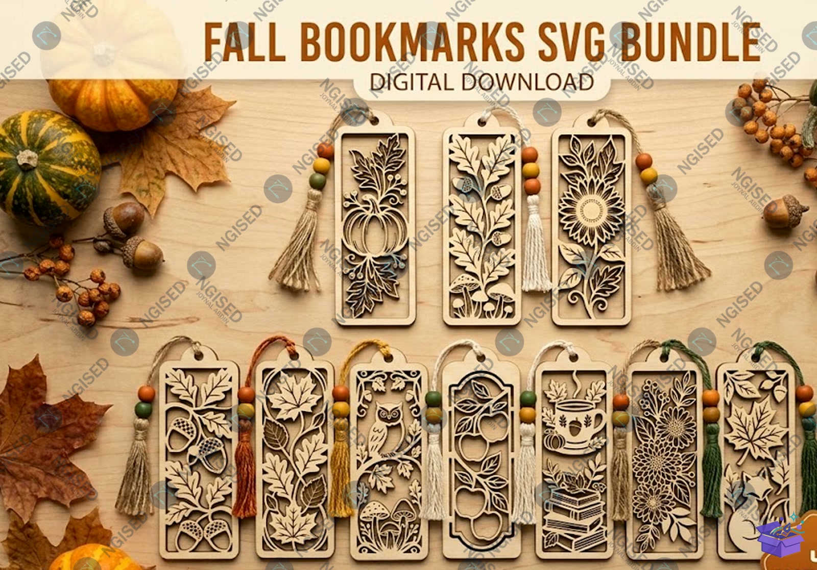 Lazer Kesim Fall Kitap Ayracı SVG - Tasarım Çizim Dosyası (SVG, DXF, EPS, PNG) önizleme 2