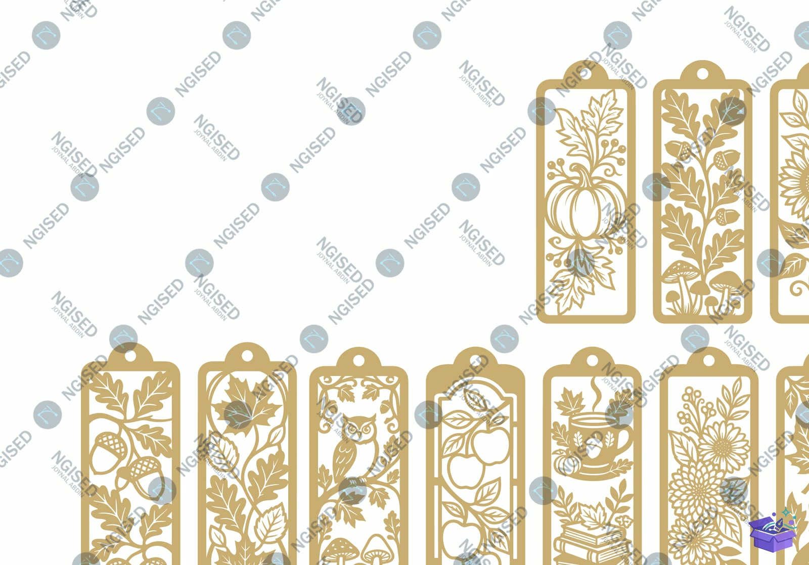 Lazer Kesim Fall Kitap Ayracı SVG - Tasarım Çizim Dosyası (SVG, DXF, EPS, PNG) önizleme 3