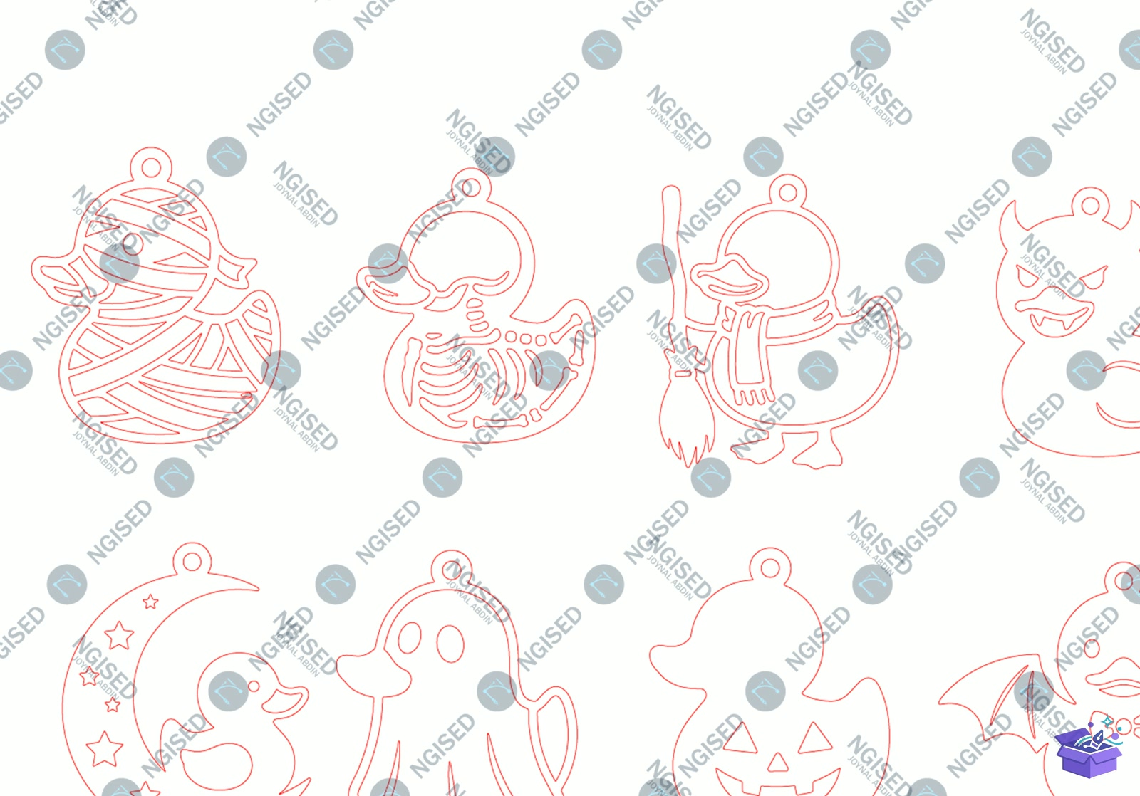 Cadılar Bayramı Duck Dangle Küpe SVG - Tasarım Çizim Dosyası (SVG, DXF, EPS, PNG) önizleme 3