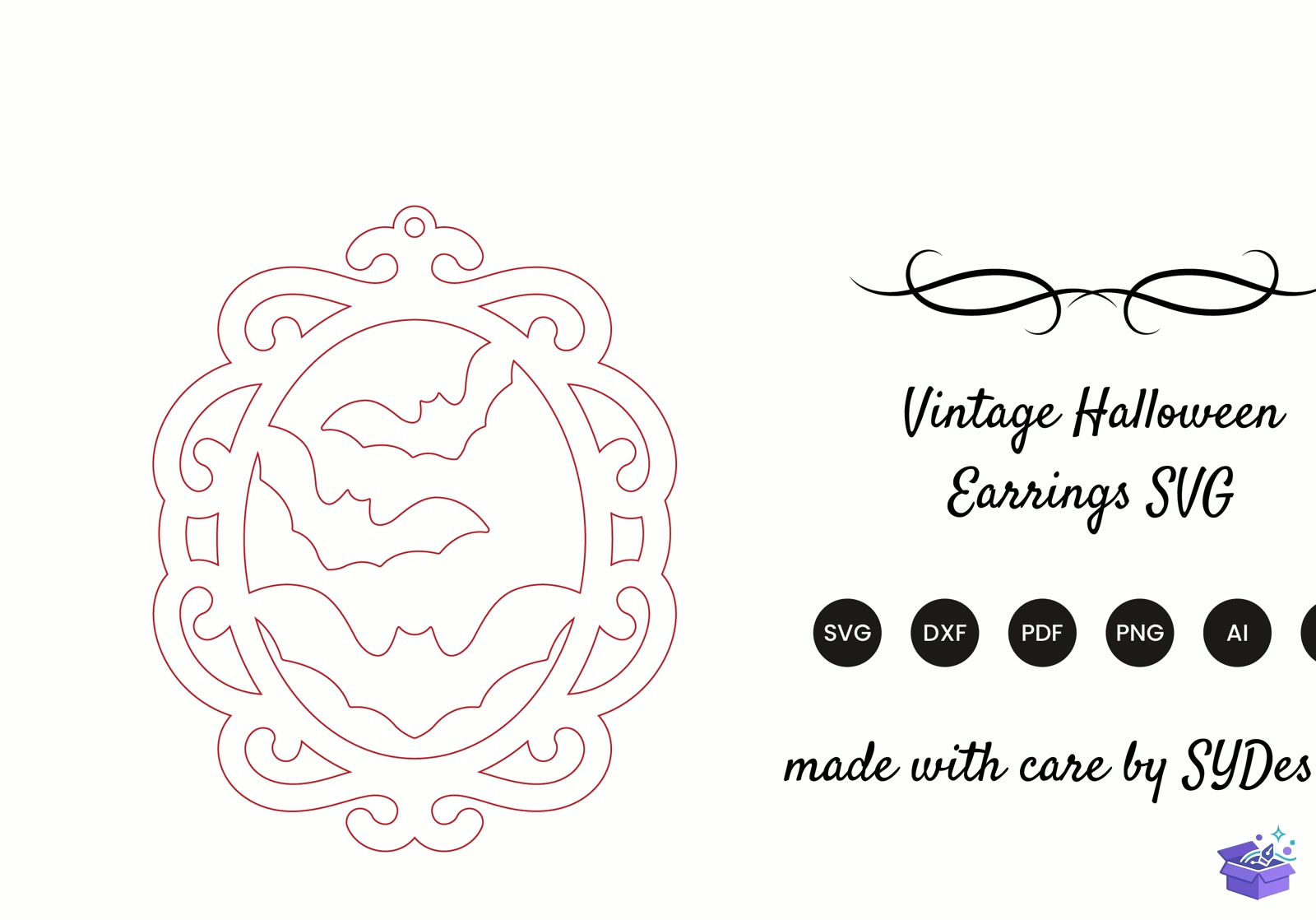 Vintage Cadılar Bayramı Küpe Lazer Kesim SVG - Tasarım Çizim Dosyası (SVG, DXF, EPS, PNG) önizleme 2