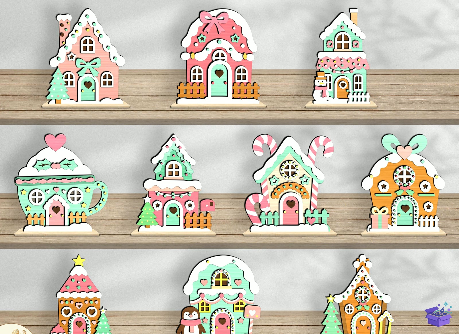 Yılbaşı Gingerbread House SVG - Tasarım Çizim Dosyası (SVG, DXF, EPS, PNG) - Lazer Kesim Dosyaları İndir (STL, 3MF, DXF)