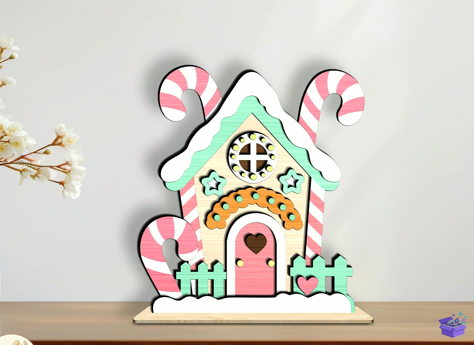 Yılbaşı Gingerbread House SVG - Tasarım Çizim Dosyası (SVG, DXF, EPS, PNG) önizleme 3