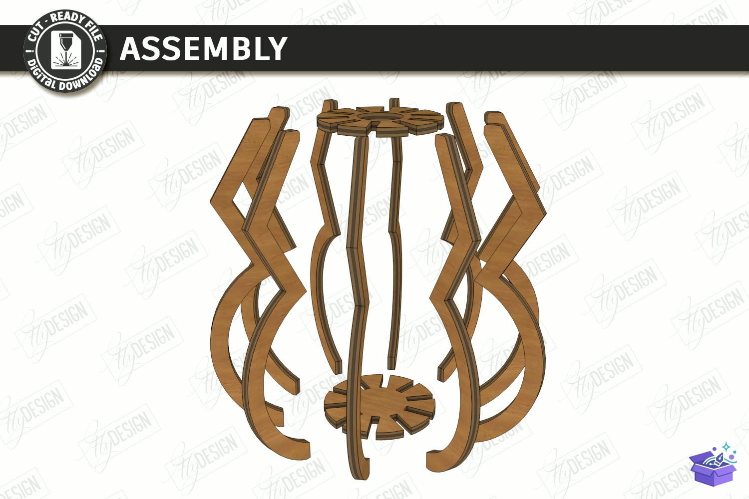 Wildflowers Vase Stand Lazer Kesim - Tasarım Çizim Dosyası (SVG, DXF, EPS, PNG) önizleme 2