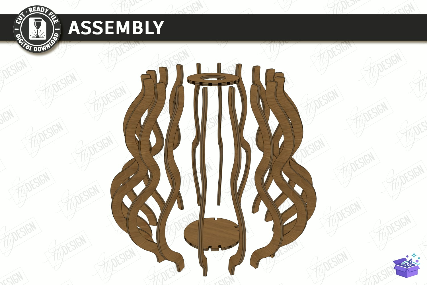 Wildflowers Vase Stand Lazer Kesim - Tasarım Çizim Dosyası (SVG, DXF, EPS, PNG) önizleme 3