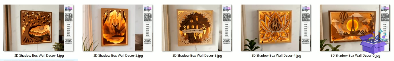 3D Katmanlı Light Kutu Art Laser - Tasarım Çizim Dosyası (SVG, DXF, EPS, PNG) - Lazer Kesim Dosyaları İndir (STL, 3MF, DXF)