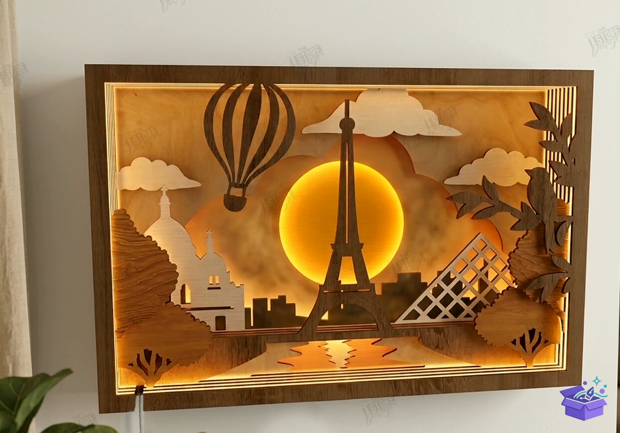 3D Katmanlı Light Kutu Art Laser - Tasarım Çizim Dosyası (SVG, DXF, EPS, PNG) önizleme 4