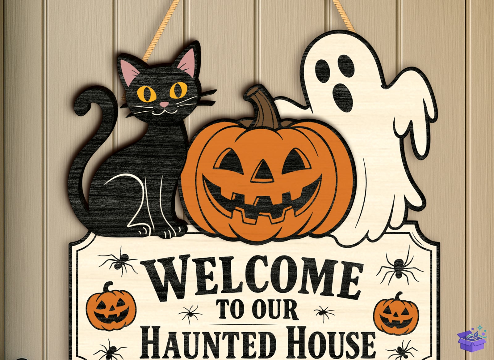 Cadılar Bayramı Door Tabela Levha SVG Haunt - Tasarım Çizim Dosyası (SVG, DXF, EPS, PNG) önizleme 4