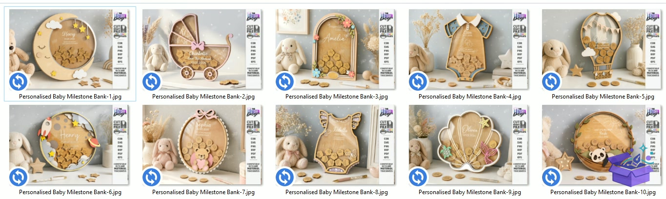 Baby Milestone Bank Lazer Kesim - Tasarım Çizim Dosyası (SVG, DXF, EPS, PNG) - Lazer Kesim Dosyaları İndir (STL, 3MF, DXF)