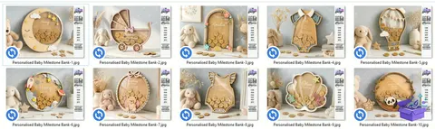 Baby Milestone Bank Lazer Kesim - Tasarım Çizim Dosyası (SVG, DXF, EPS, PNG) - Lazer Kesim Dosyaları İndir (STL, 3MF, DXF)