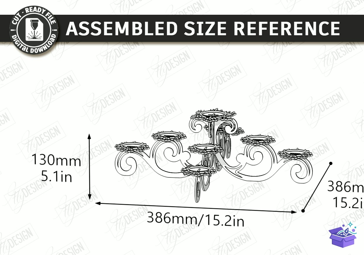 3D Yılbaşı Mumluk Lazer Kesim - Tasarım Çizim Dosyası (SVG, DXF, EPS, PNG) önizleme 5