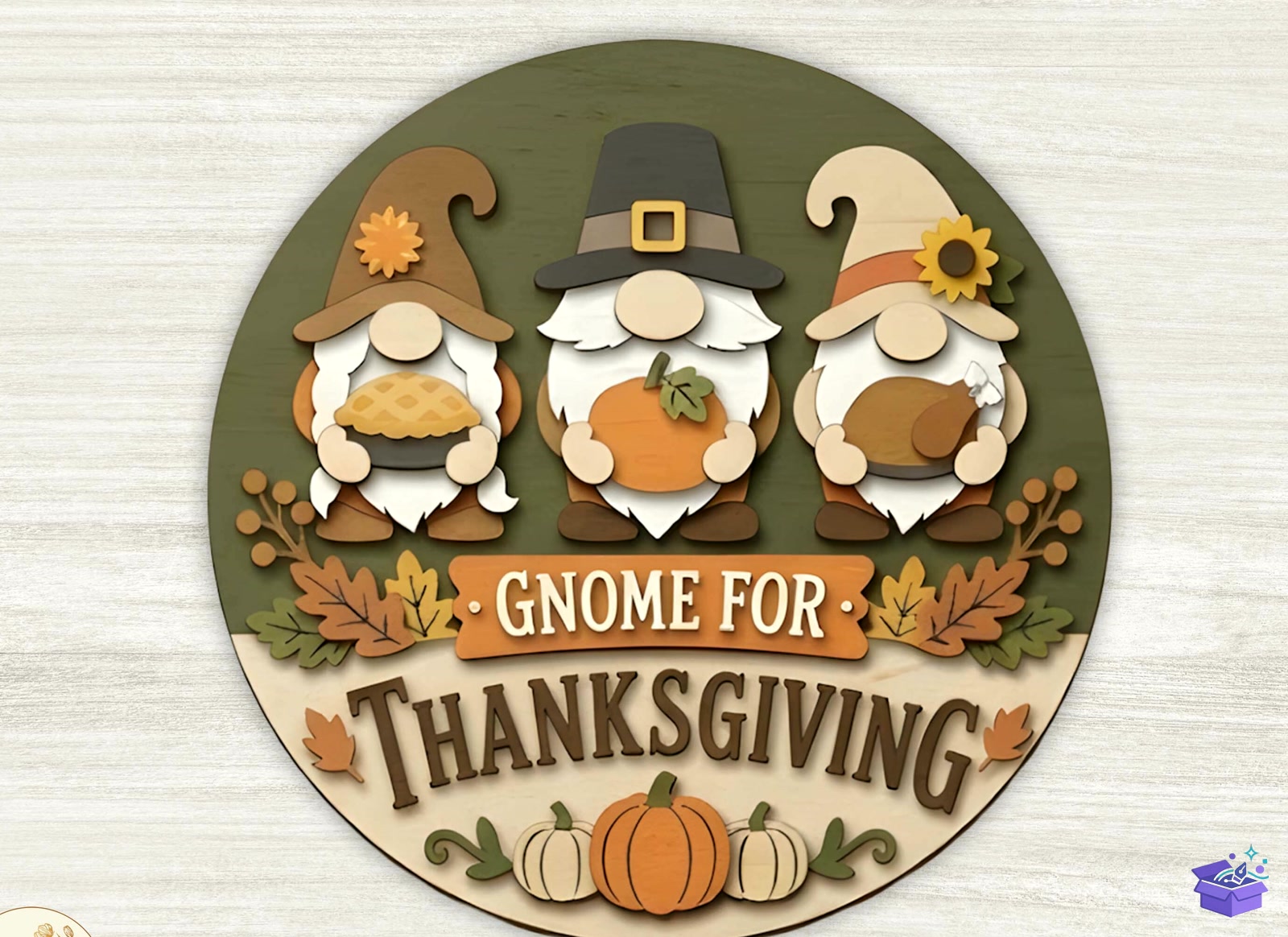 Thanksgiving Gnome Kapı Süsü SVG - Tasarım Çizim Dosyası (SVG, DXF, EPS, PNG) önizleme 3