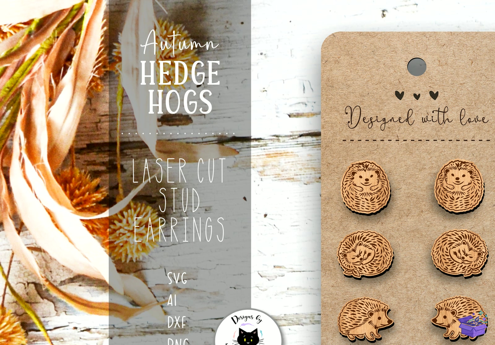 Hedgehog Stud Küpe Fall Lazer Kesim - Tasarım Çizim Dosyası (SVG, DXF, EPS, PNG) önizleme 4