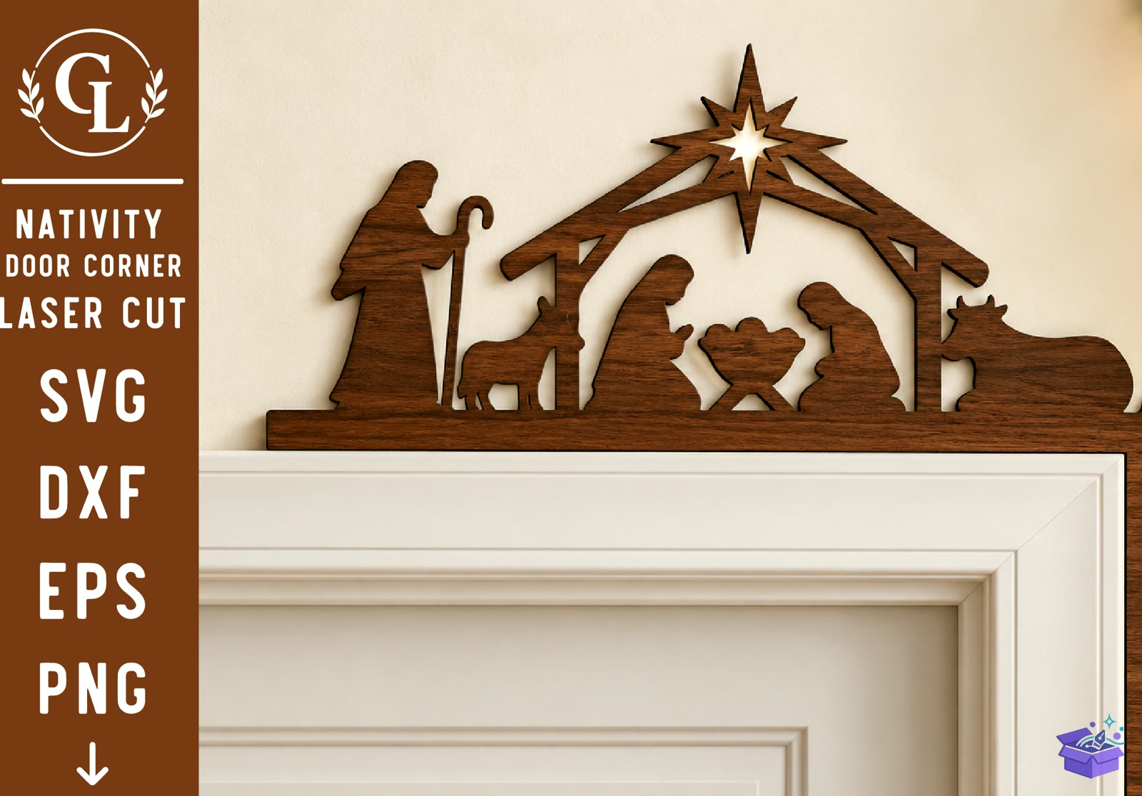 Nativity Door Corner Laser - Tasarım Çizim Dosyası (SVG, DXF, EPS, PNG) önizleme 2