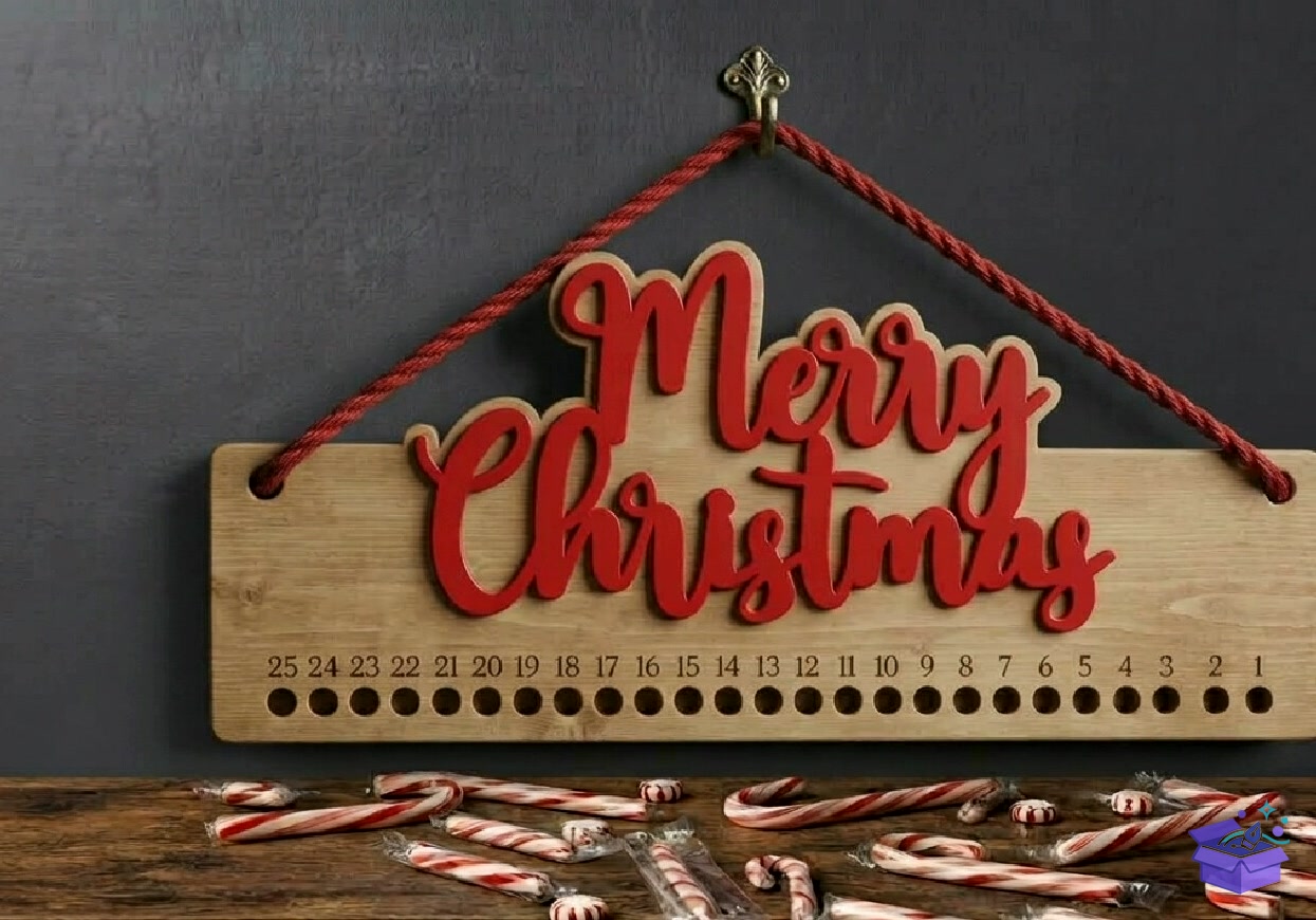 Yılbaşı Countdown Candy Cane Lasercut - Tasarım Çizim Dosyası (SVG, DXF, EPS, PNG) - Lazer Kesim Dosyaları İndir (DXF, SVG, EPS)