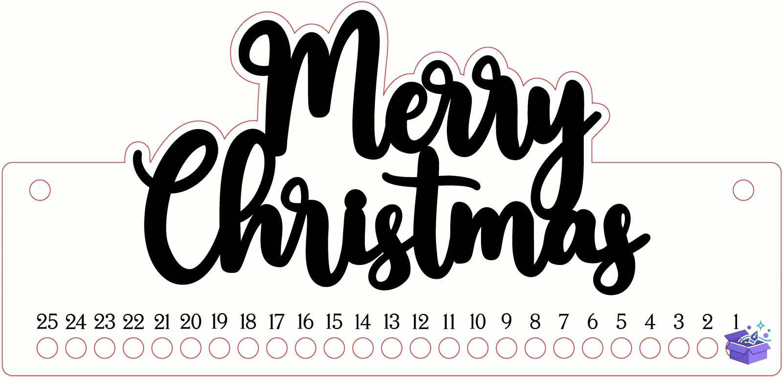 Yılbaşı Countdown Candy Cane Lasercut - Tasarım Çizim Dosyası (SVG, DXF, EPS, PNG) önizleme 2