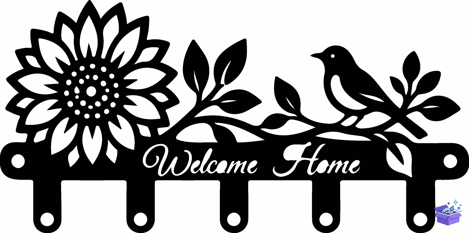 Sunflower Kuş Figürü Lazer Kesim Key Tutucu SVG - Tasarım Çizim Dosyası (SVG, DXF, EPS, PNG) - Lazer Kesim Dosyaları İndir (STL, 3MF, DXF)