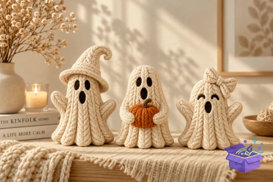 Knitted Ghost Cadılar Bayramı 3D Printed - Tasarım Çizim Dosyası (SVG, DXF, EPS, PNG) önizleme 2