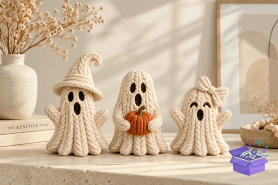 Knitted Ghost Cadılar Bayramı 3D Printed - Tasarım Çizim Dosyası (SVG, DXF, EPS, PNG) önizleme 4