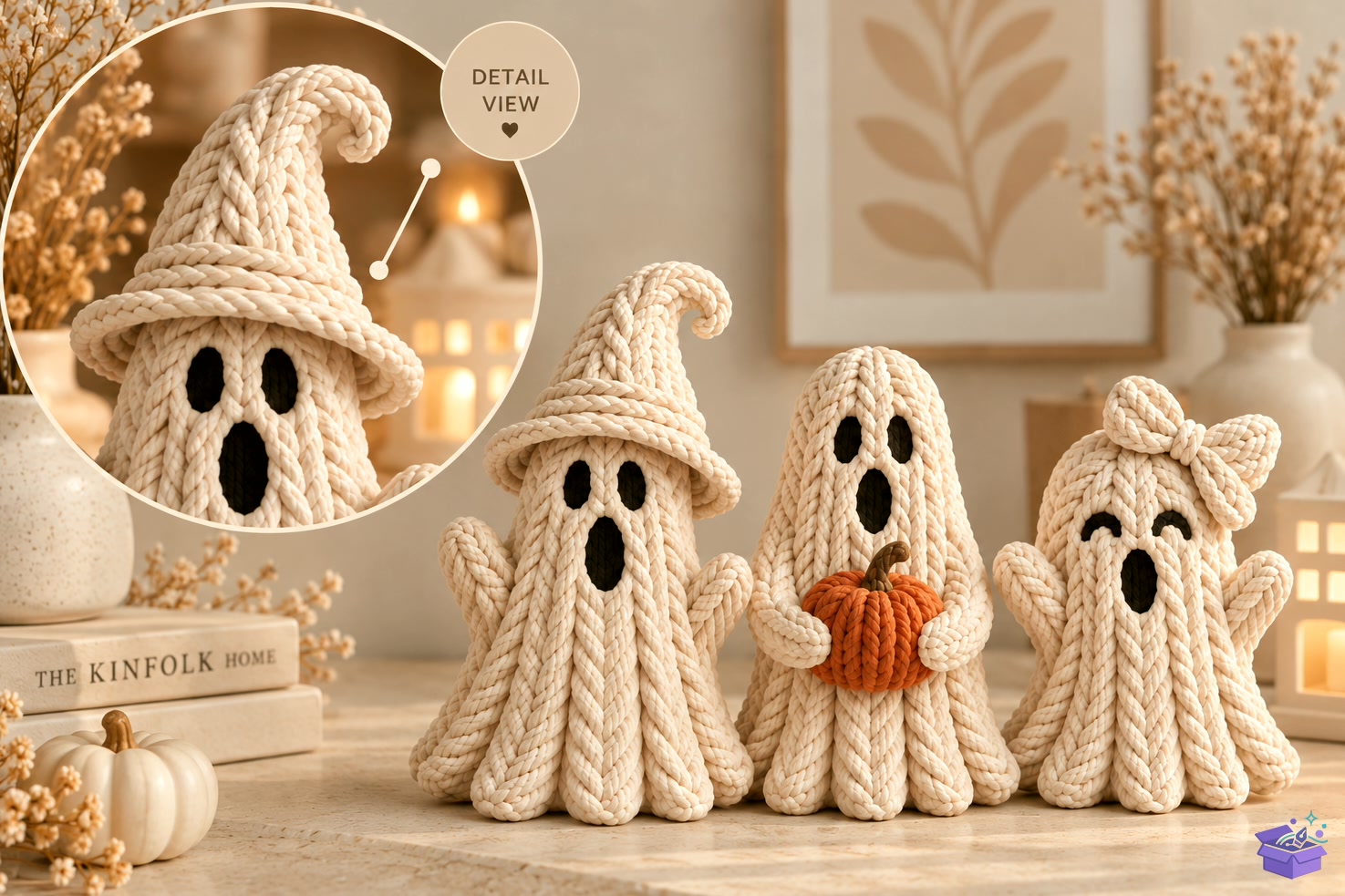 Knitted Ghost Cadılar Bayramı 3D Printed - 3D Baskı ve Model Dosyası (STL, OBJ, 3MF) önizleme 5