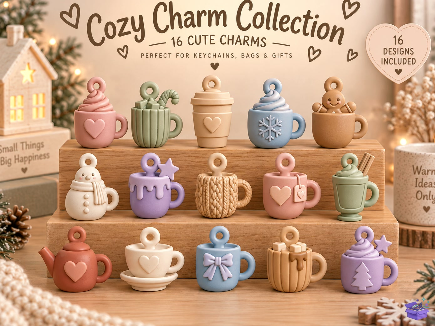 Cozy Drink Charms STL 15 Cute - 3D Baskı ve Model Dosyası (STL, OBJ, 3MF) önizleme 2