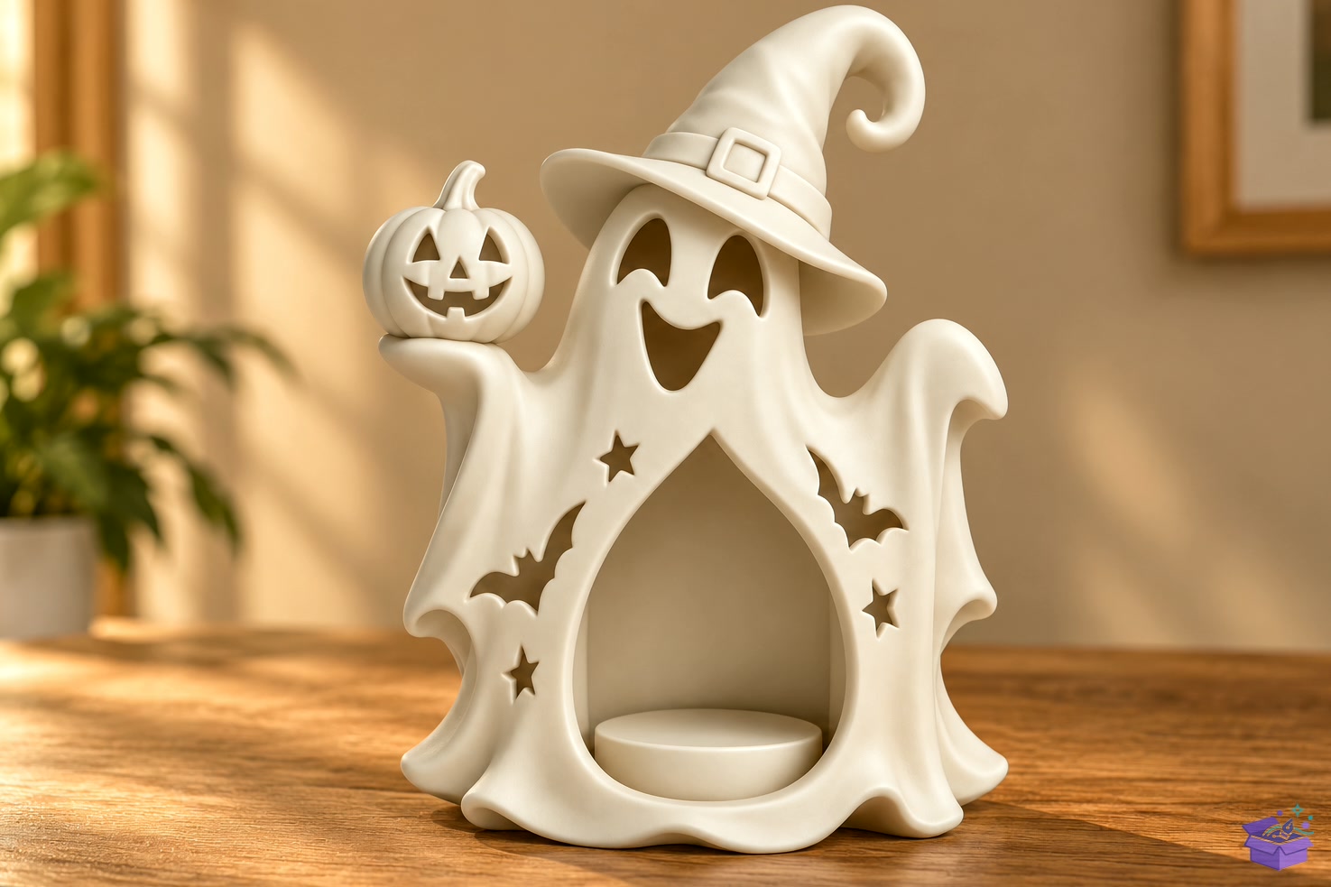 Cadılar Bayramı Ghost Mumluk STL 3D - 3D Baskı ve Model Dosyası (STL, OBJ, 3MF) önizleme 2