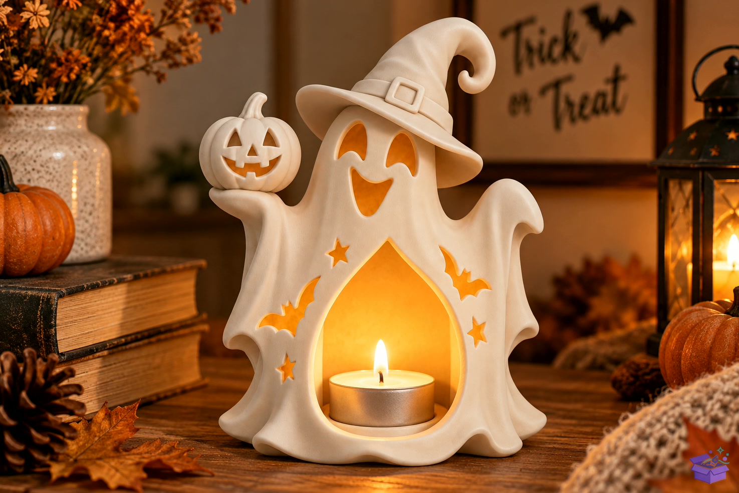 Cadılar Bayramı Ghost Mumluk STL 3D - 3D Baskı ve Model Dosyası (STL, OBJ, 3MF) önizleme 3
