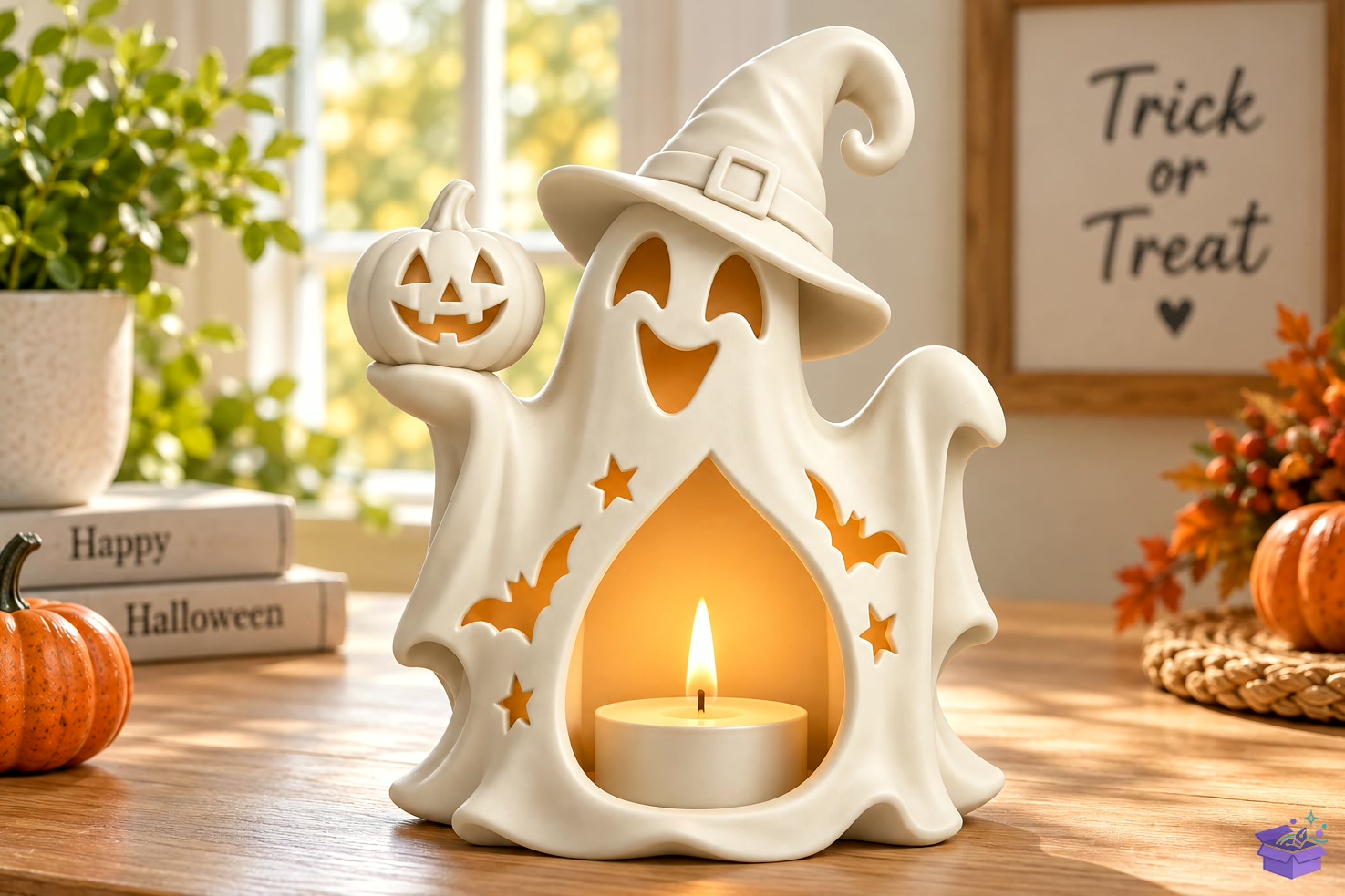 Cadılar Bayramı Ghost Mumluk STL 3D - 3D Baskı ve Model Dosyası (STL, OBJ, 3MF) önizleme 4