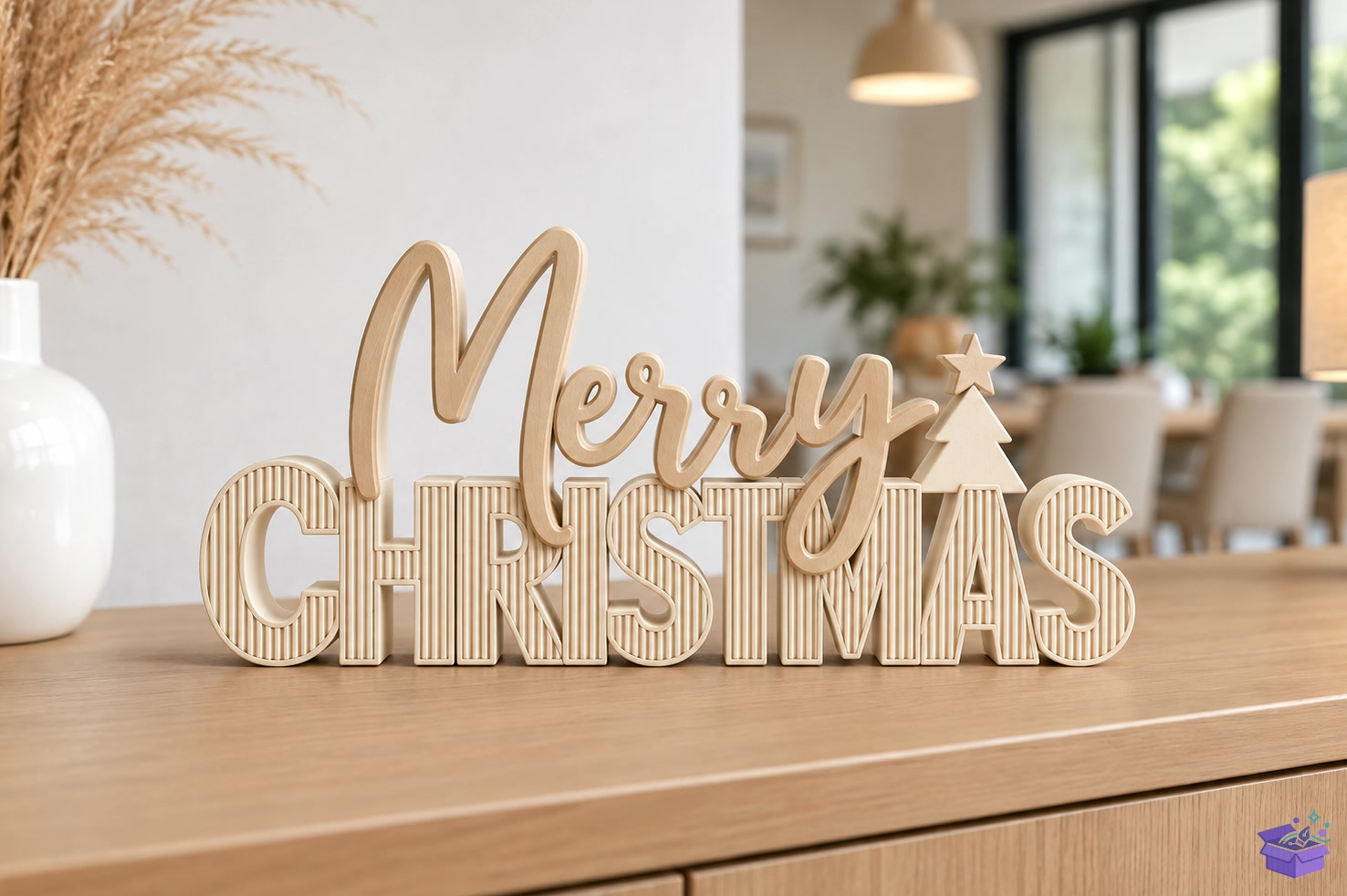 STL 3D Baskı Merry Yılbaşı Tabela Levha STL - 3D Baskı ve Model Dosyası (STL, OBJ, 3MF) önizleme 3