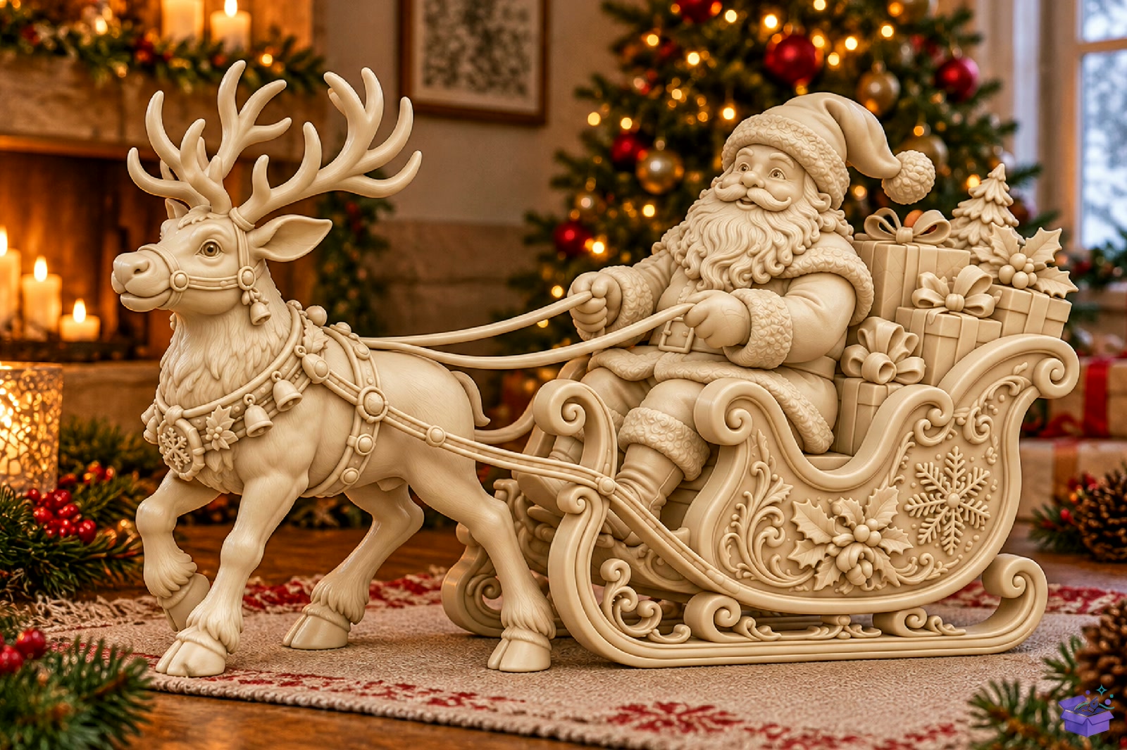 Yılbaşı Santa Ren Geyiği Sleigh STL - 3D Baskı ve Model Dosyası (STL, OBJ, 3MF) önizleme 2