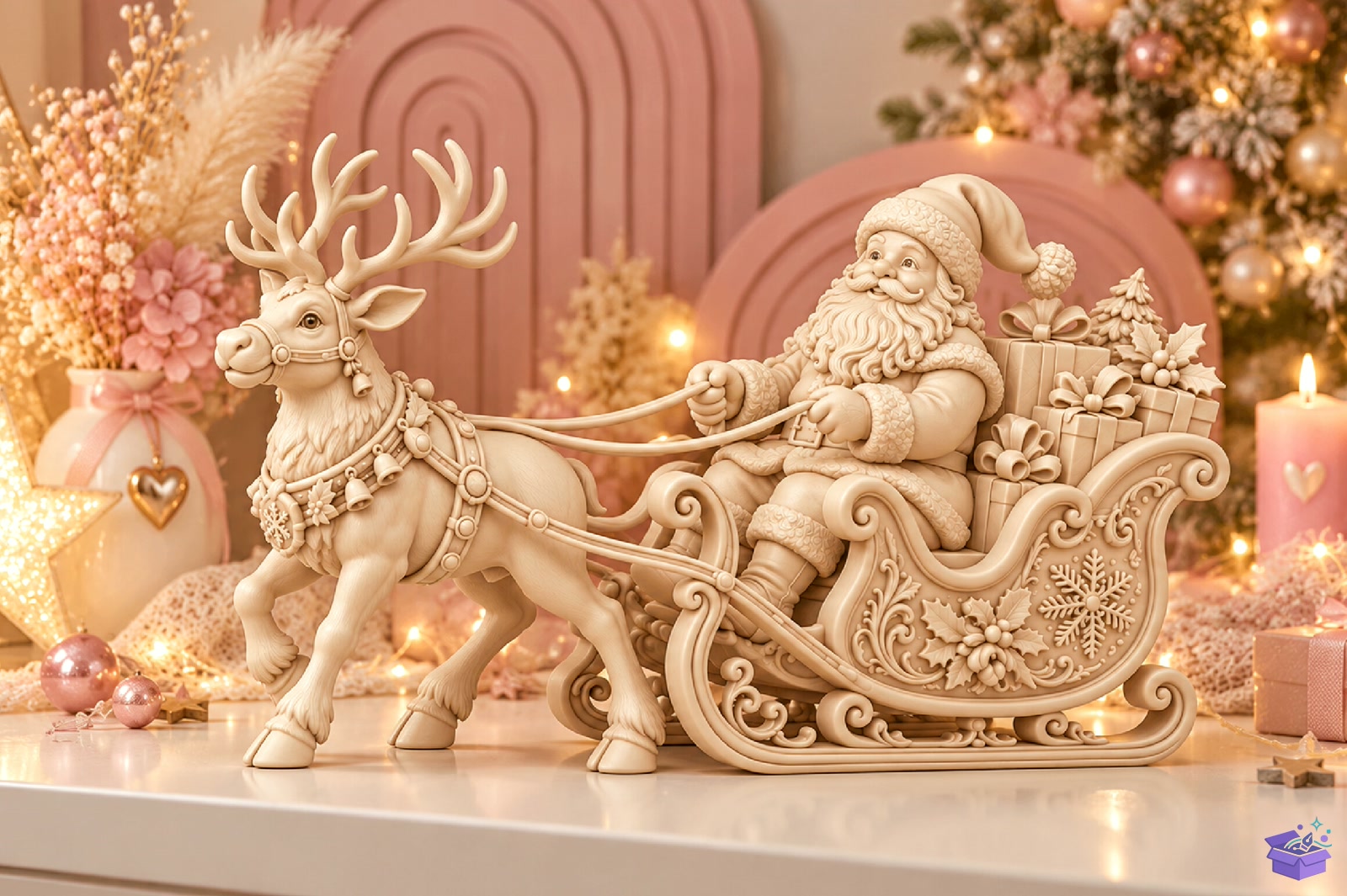 Yılbaşı Santa Ren Geyiği Sleigh STL - 3D Baskı ve Model Dosyası (STL, OBJ, 3MF) önizleme 3