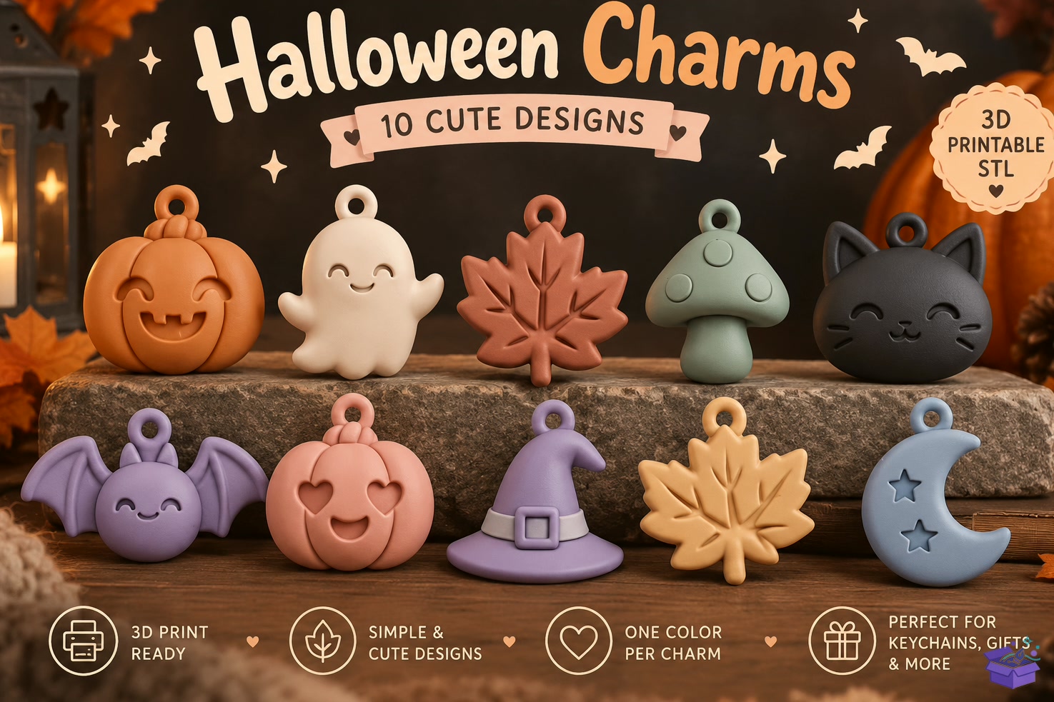 Cadılar Bayramı Charms STL 10 Cute - 3D Baskı ve Model Dosyası (STL, OBJ, 3MF) önizleme 5
